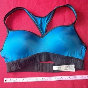 Victoria’s Secret PINK Ultimate push up teal blue and black sports bra sx Medium